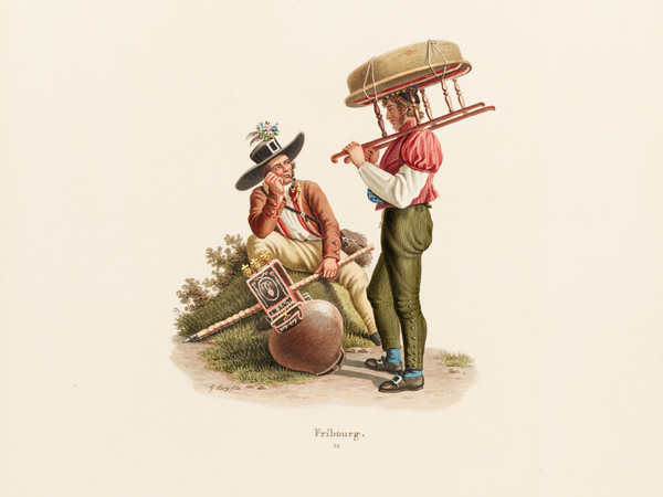 Deux personnages en costume du canton de Fribourg 