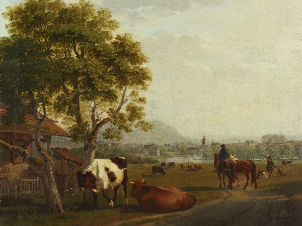 Paysage près de Zurich avec un troupeau de vaches 