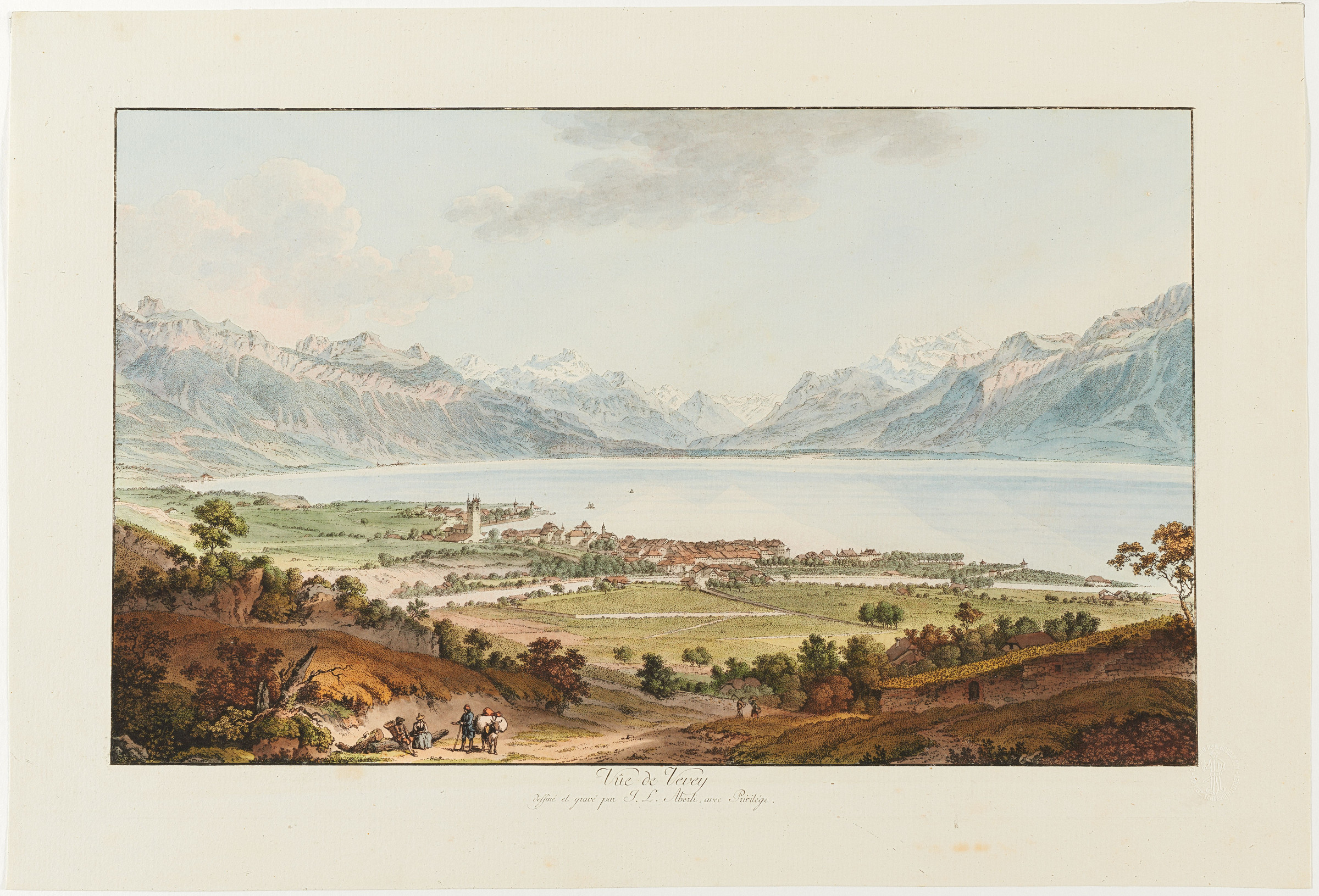 Vevey, vue générale du nord et lac Léman