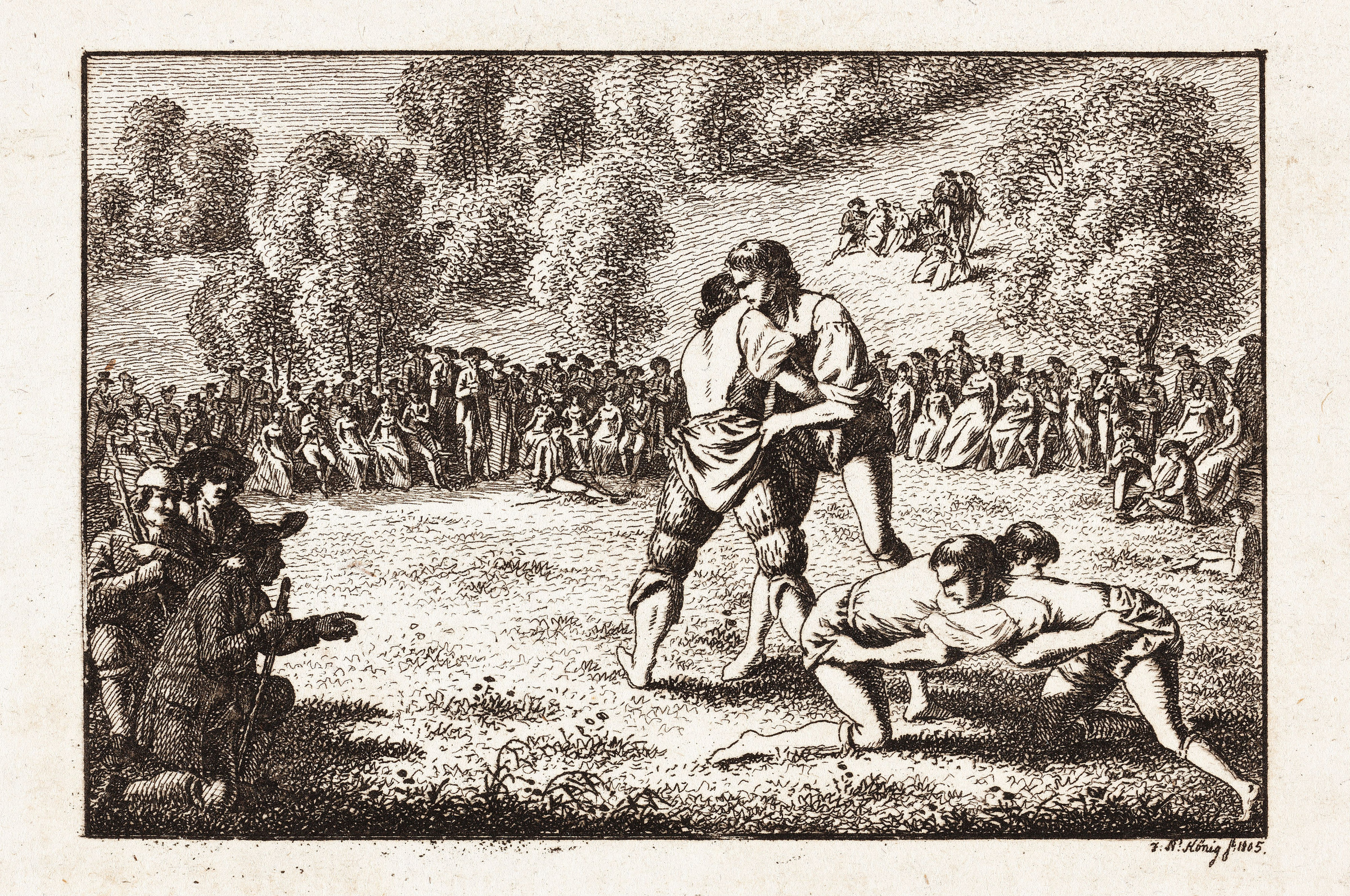 2 lottattori svizzeri, festa di Unspunnen 1805