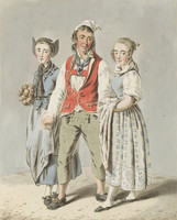 Les enfants d'Ulrich Bräker au costume du Toggenbourg