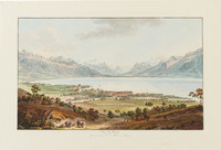 Vevey, Gesamtansicht von Norden mit Genfersee