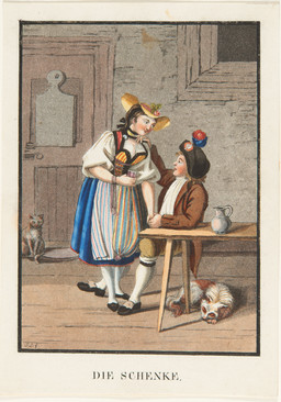 Homme séduisant une femme dans une taverne